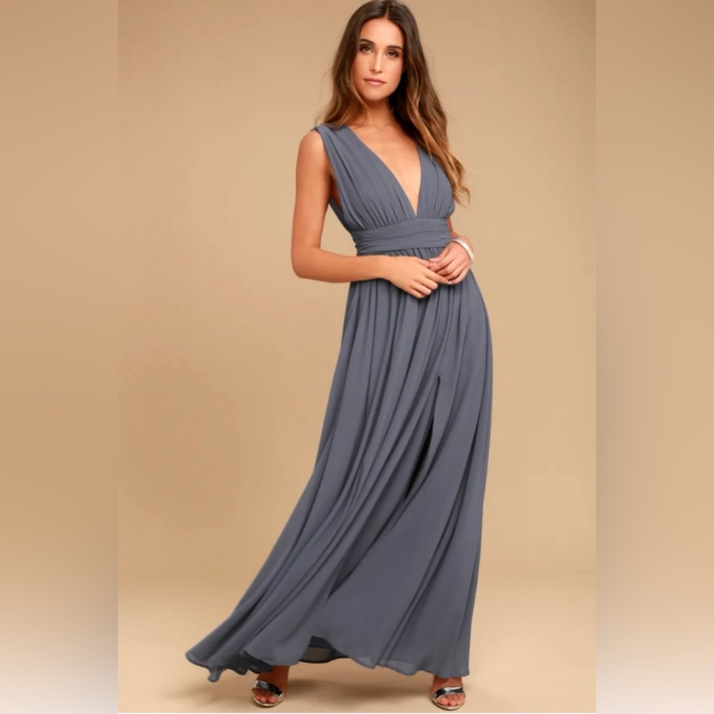 Used, Lulu’s Heavenly Hues Denim Blue Maxi Dress, Size M